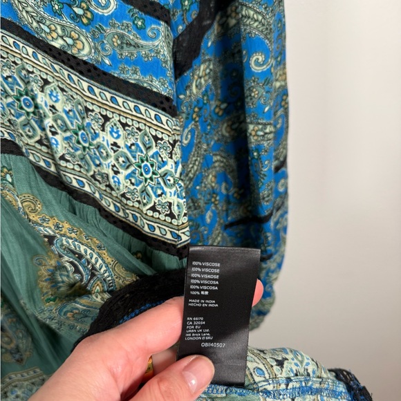 Free People Luna‎ Scarf Print Tunic Blouse Ocean Combo - Picture 6 of 7